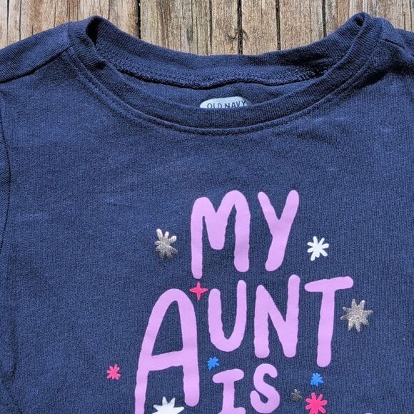 Old Navy 12-18 Month Girls Blue My Aunt Is Amazing Short Sleeve Tee Shirt - Picture 2 of 5